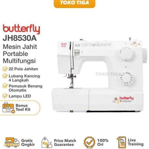 Mesin Jahit BUTTERFLY JH 8530 A / JH8530A ( Multifungsi &amp; Portable )