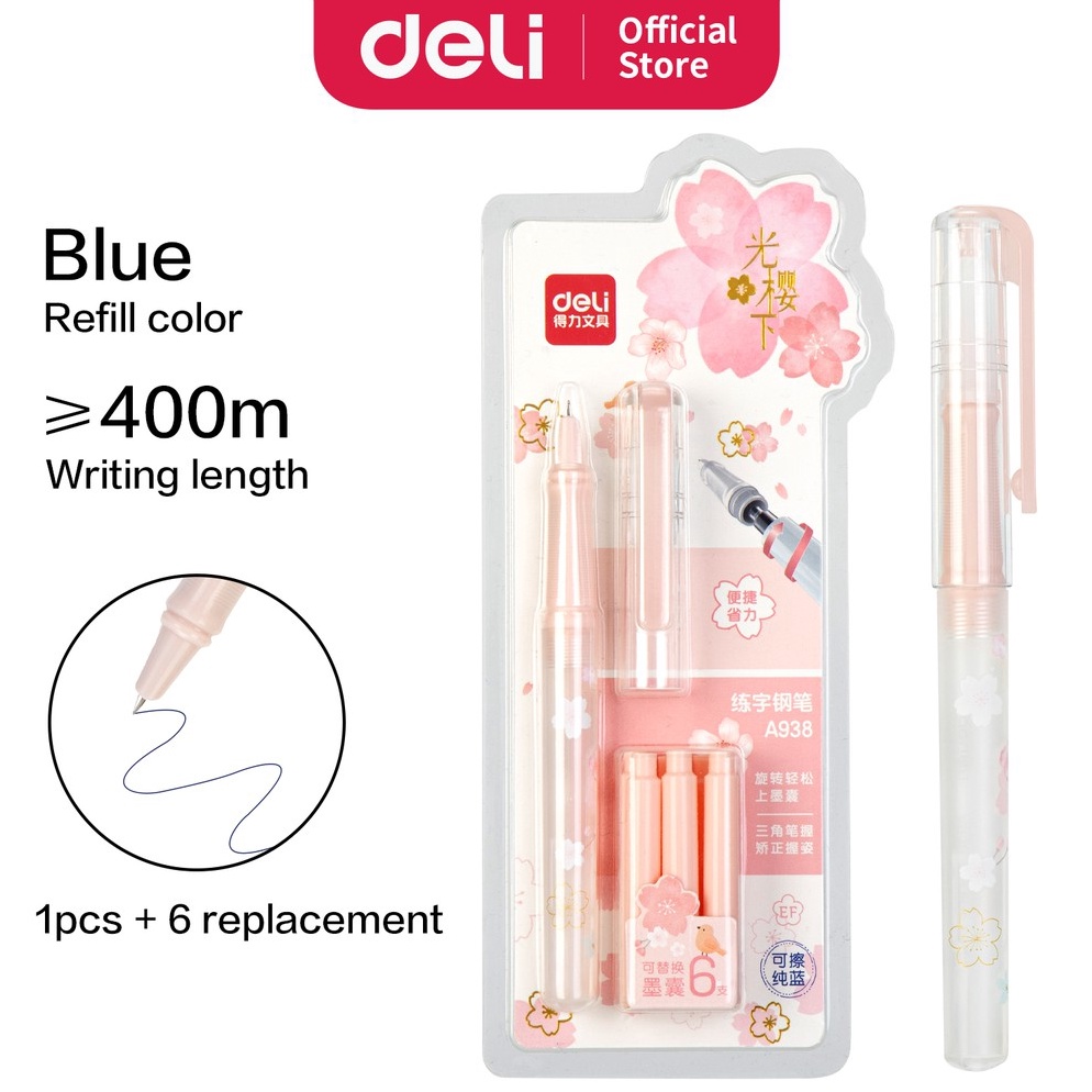 

Kemasan Baru.. Deli Roller Pen / Pulpen Roller dengan Refill 6pcs Desain Sakura A938 QHA