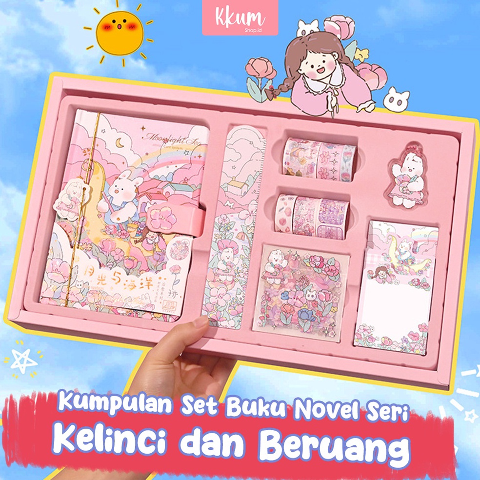 

Terbaru.. 8 in 1 Gift set/ Diary journal kit set birthday gift/ Paket set agenda/ Buku catatan set lucu 0L9