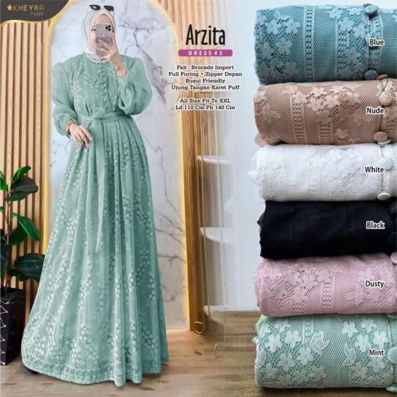 GANIS BROKAT ARZITA DRESS#3 BY KHEYRA LD 110 BAHAN BRUKAT IMPORT FULL FURING BUSUI FRIENDLY