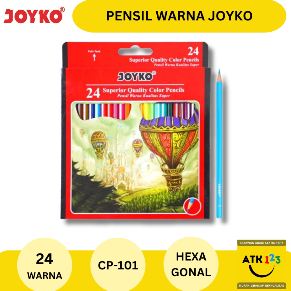 

Stok Banyak.. Pensil Warna Merk Joyko Set 24 Warna Pensil Panjang 99