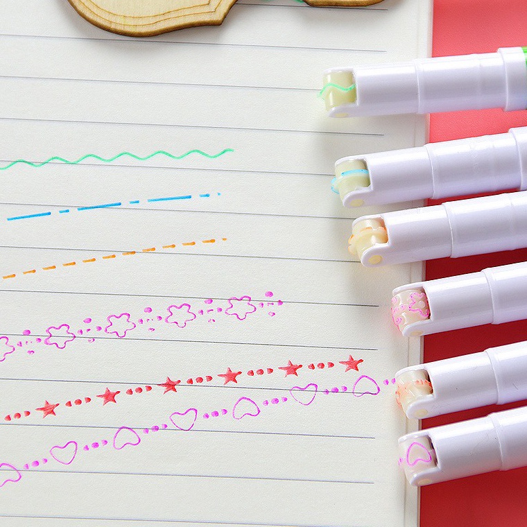 

Terlaris.. 6pcs Color Liner Pensil Pen Pena Garis Rol Warna Bermotif GN-ST0115 0PP