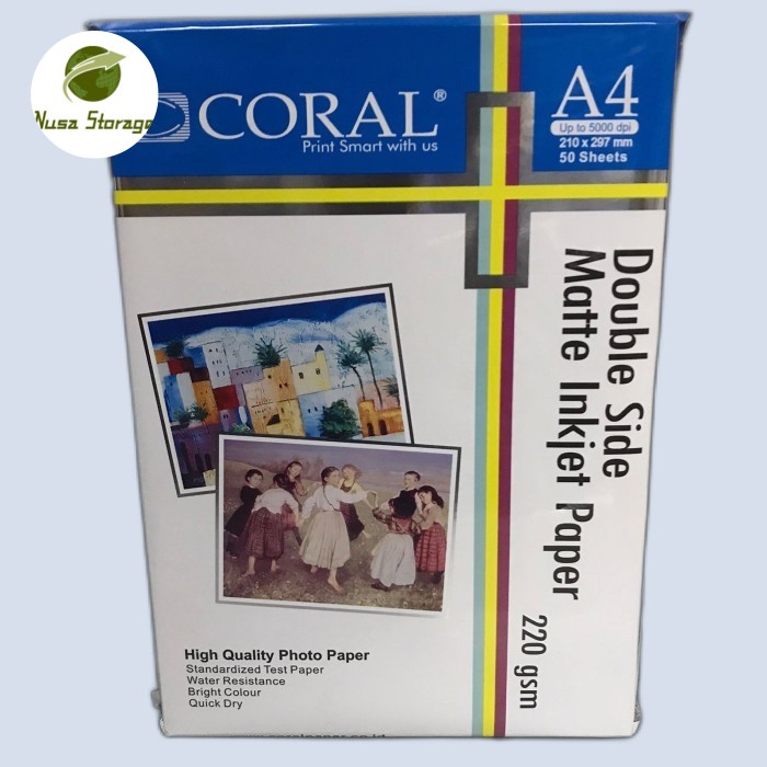 

Terlaris Coral Inkjet Double Side 220Gsm A4 50Sheets High Quality Photo Paper
