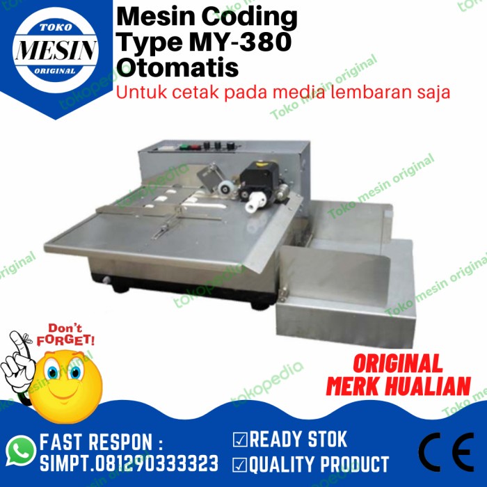 Terlaris Mesin Coding My-380 F/W Otomatis Mesin Cetak Expired Date Hualian