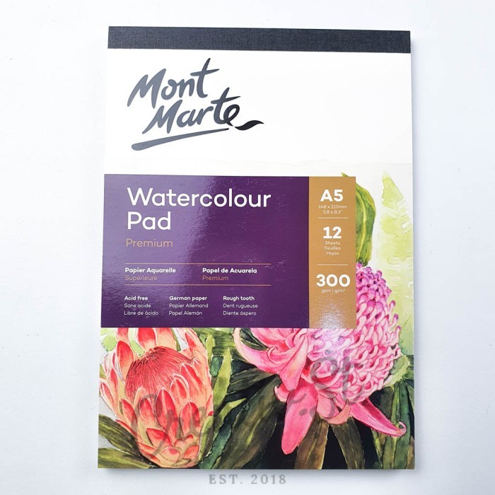 

Terlaris Mont Marte Watercolor Pad German Paper 300 Gsm A5 12 Sheet Msb0067