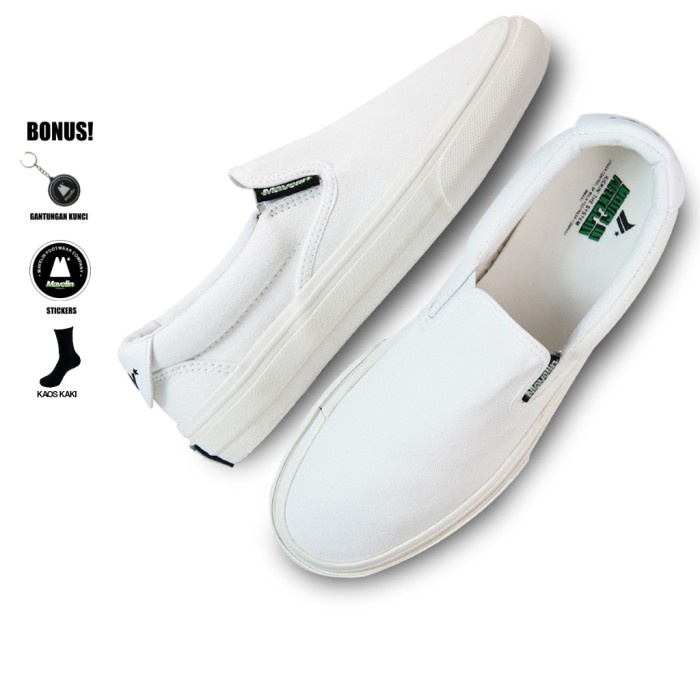 Terlaris Sepatu Mavelin Lucky Full White - Sepatu Slip On Slop Pria Wanita