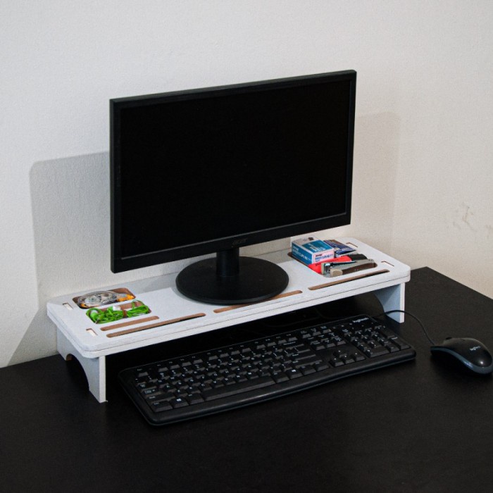 Meja Stand Monitor Kayu Alas Dudukan Monitor Meja Kerja Stand Monitor