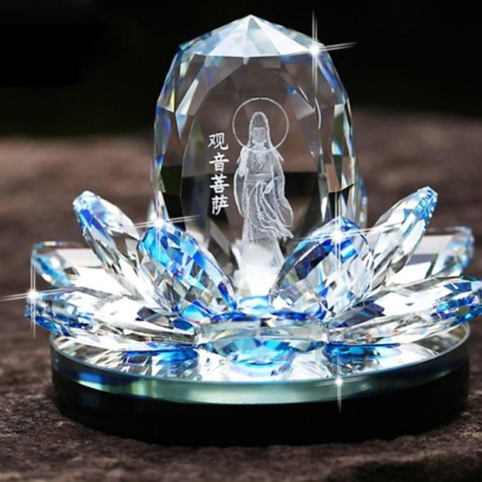 Pajangan Mobil 3D Crystal Dewi Kwam Im |Patung Kwan Yin Dashboard