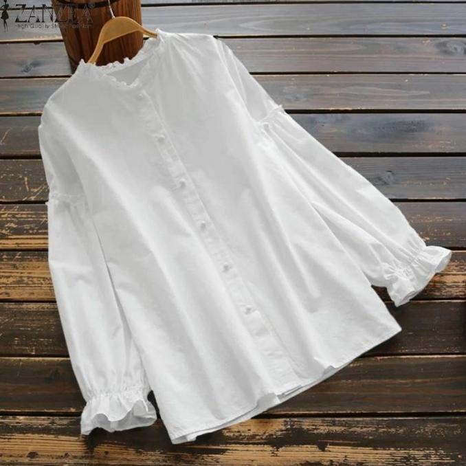 Baju Atasan Wanita Jumbo - Samara White Blouse XXXL XXL XL L M S Serba