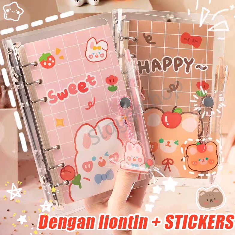 

Seller.. Binder Note A6 100 lembar Lucu Karakter Character Daily Planner Aesthetic Estetik Dengan liontin + STICKERS 43