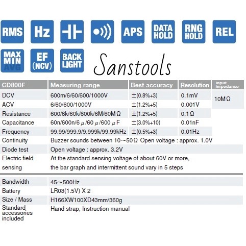 FLASH SALE SANWA CD800F ELECTRIC MULTI TESTER DIGITAL MULTIMETER AVOMETER CD 800F TERLARIS