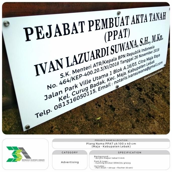 Terlaris Diskon Plang Nama Ppat Uk 100X40Cm Papan Nama Notaris Ppat Papan Nama