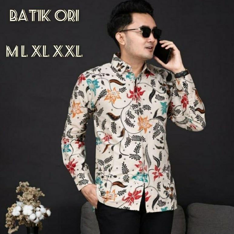 Termurah Baju Batik Pria Slim Fit Manis Mahal Soloan Lengan Panjang Pendek M23Y