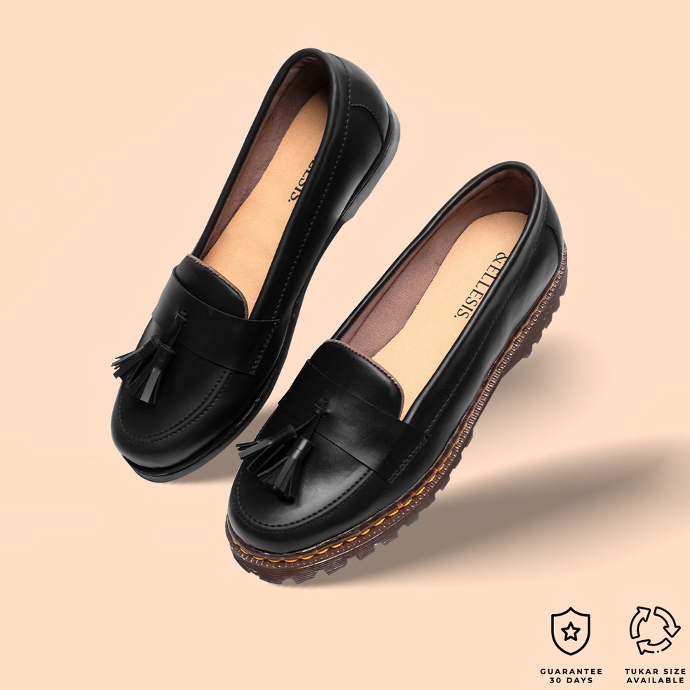 PALING LARIS|| Ellesis Sepatu Flat Wanita Loafer Docmart - Arme Series