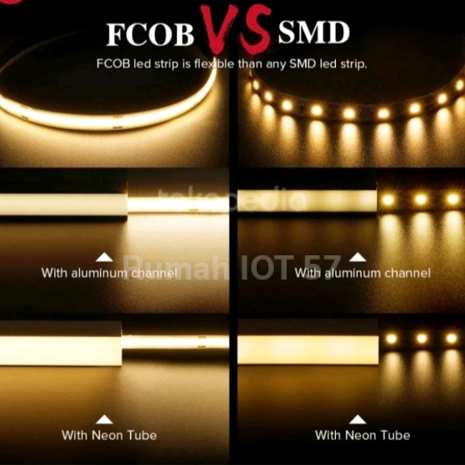 Terlaris Cob Led Strip Warm White 12Volt 8Mm Per Roll