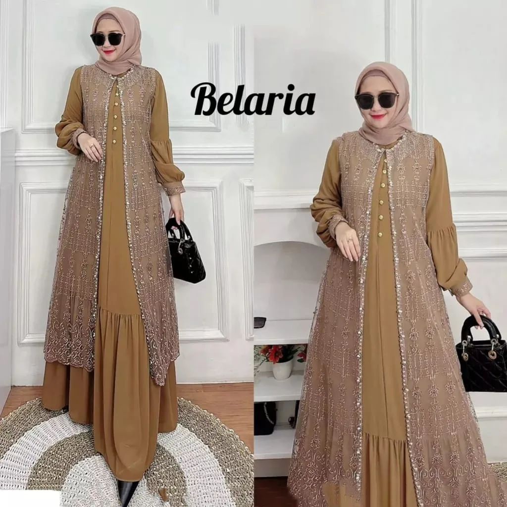 Gamis Brukat Jumbo LD 120 Terbaru 2023 Dress Premium Mewah Belaria Dress Baju Pesta Ceruty Babydoll