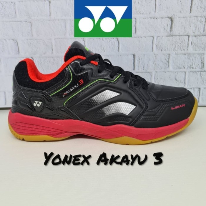 Terlaris Sepatu Badminton Yonex Akayu 3 Black Red Original / Hitam Merah