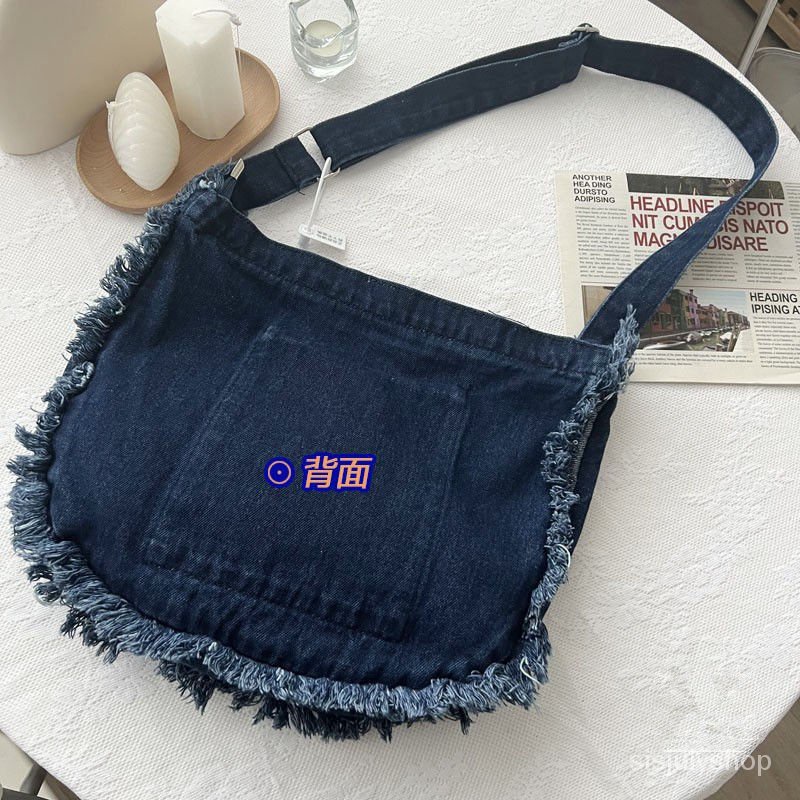 [✅BISA COD] #Sisjuly# Tas bahu wanita / denim genggam versi Korea tas kanvas kasual / tas sekolah berkapasitas besar siswa