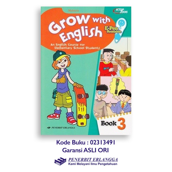 FLASH SALE BUKU GROW WITH ENGLISH E-PEN READABLE SD 1 2 3 4 5 6 ERLANGGA KTSP TERLARIS
