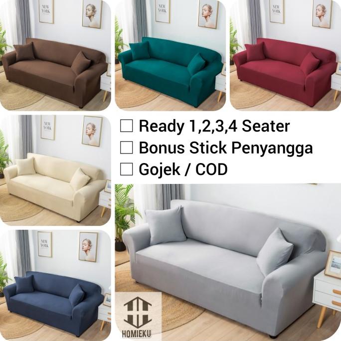 sarung sofa polos cover elastis 1 seater 2 seater 3 seater 4 seater