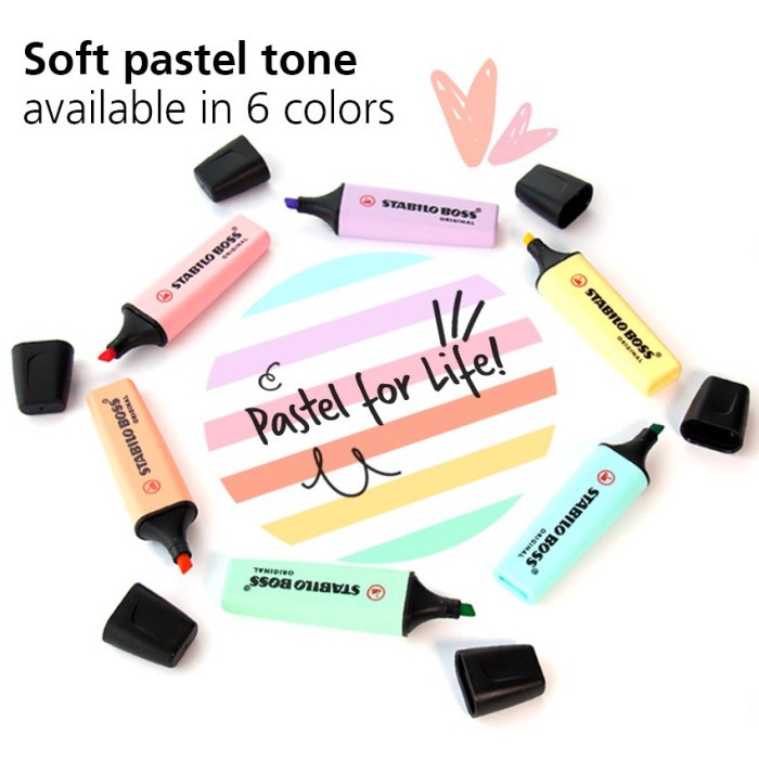 MUST HAVE STABILO BOSS HIGHLIGHTER - PASTEL COLORS ( GROSIR ) TERLARIS