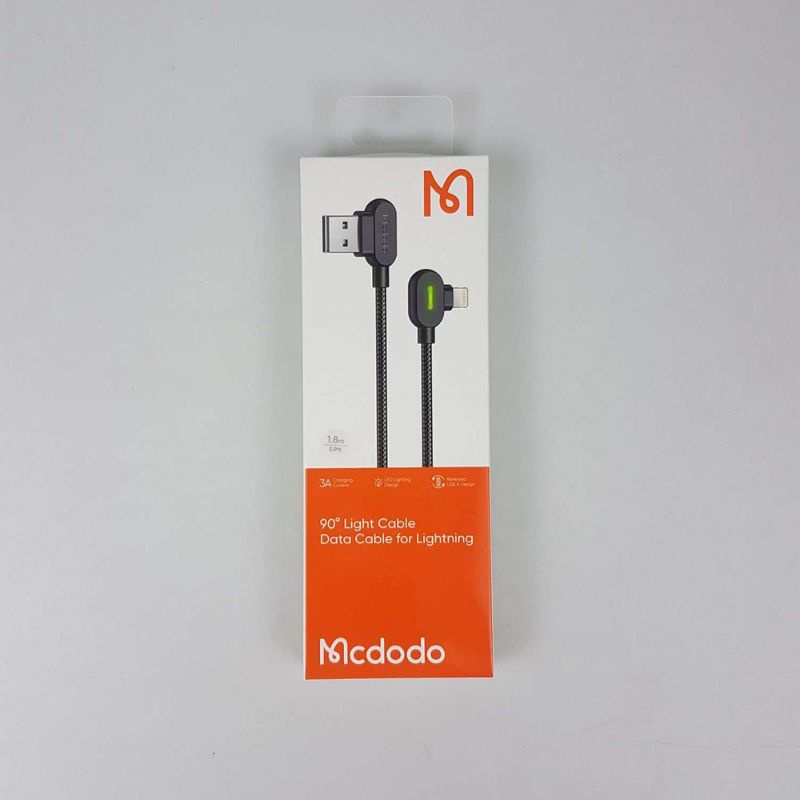 Mcdodo Kabel Charger Gaming Lightning Braided L Shape 180 cm PREMIUM - CA-4673 - Black