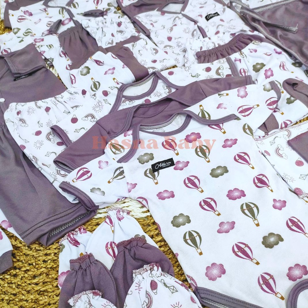 36 Pcs Paket Lahiran Lengkap Baju Bayi Celana Bayi Baru Lahir Karakter Lucu, Sartaki, Jumper, Popok Tali, Baby Gift Set Seri Purple Mouve -Juragan Lebak