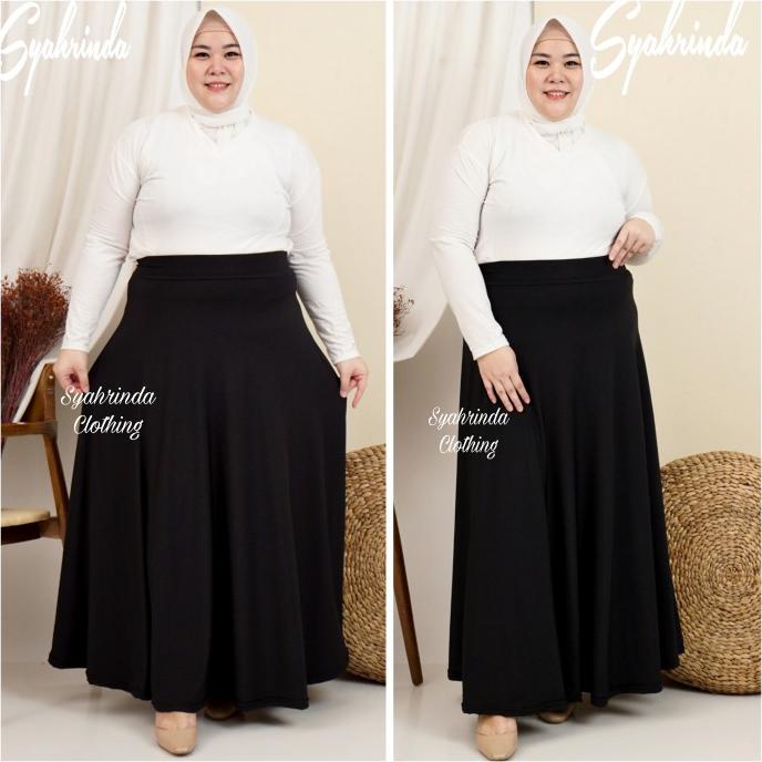 Rok Jumbo Panjang Hitam Big Size Jersey Premium