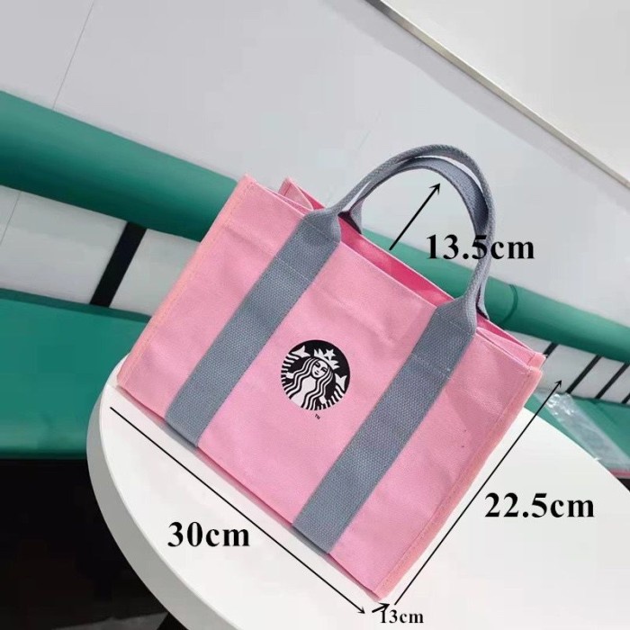 FLASH SALE STARBUCKS PINK TOTE BAG TAS CANVAS WOMEN WANITA IMPORT PREMIUM TERBARU