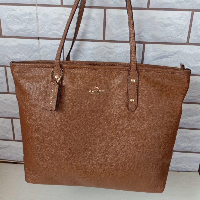 FLASH SALE TAS WANITA COACH ORIGINAL - COACH CITY ZIP TOTE BAG SADDLE TERLARIS