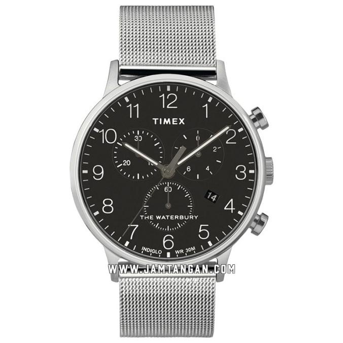 Timex Tw2T36600 Indiglo The Waterbury Chronograph Black Dial