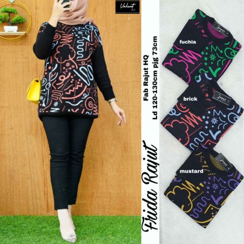 FRIDA RAJUT ORIGINAL VALENT HIJAB // BAJU ATASAN BLOUSE RAJUT KEKINIAN