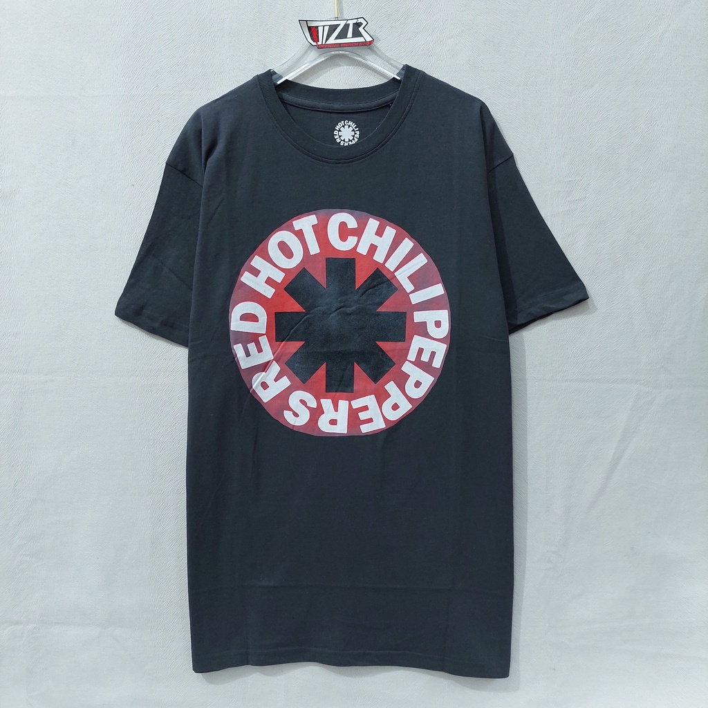 T Shirt Band Official RHCP - RED CIRCLE ASTERISK GREY Original
