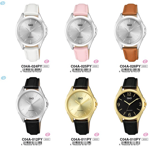 PROMO Q&Q QNQ QQ JAM TANGAN ARLOJI WANITA ANALOG KULIT - C04 C04A TAHAN AIR TERLARIS