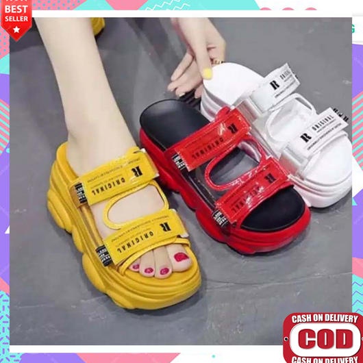 Sandal Wanita Kekinian 2023 Simple Elegan Korean Style Wedges  Mewah Jelly Terbaru Teplek Karet Send