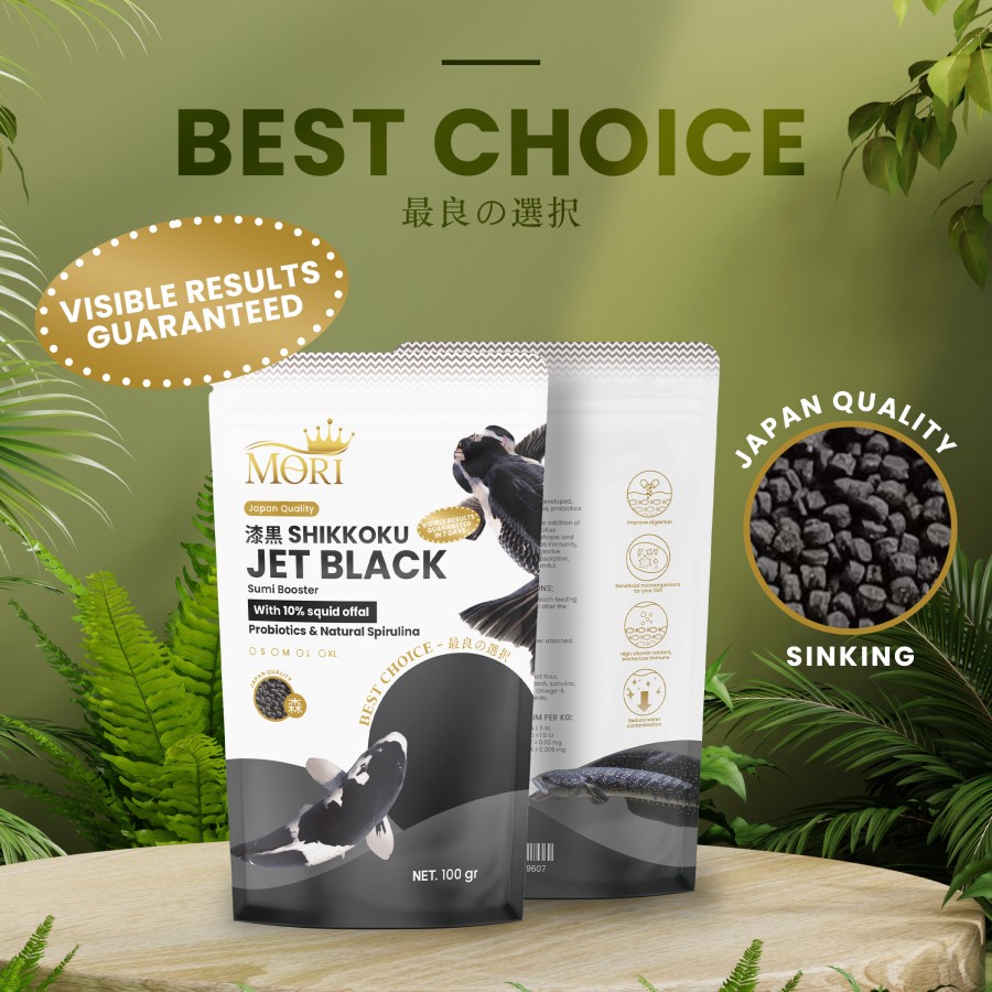 TERLARIS MORI Jetblack Makanan Ikan Pigment Pelet Hitam Koi Channa Koki