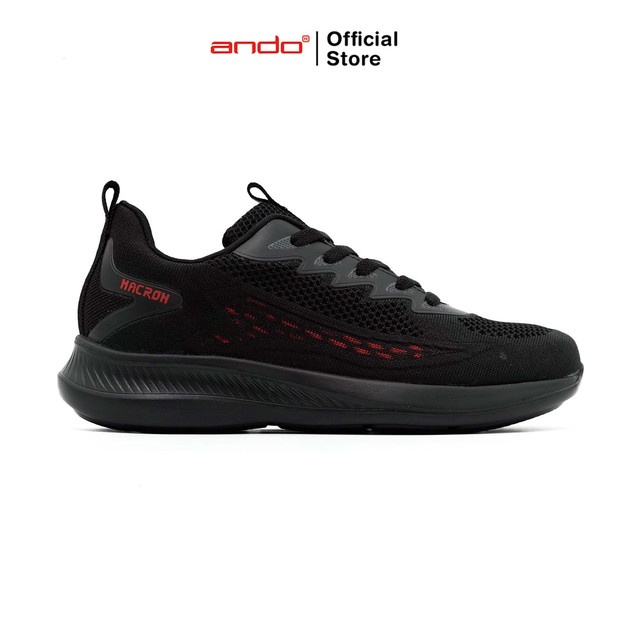 Ando Official Sepatu Sneakers Macron Pria Dewasa - Hitam/Merah