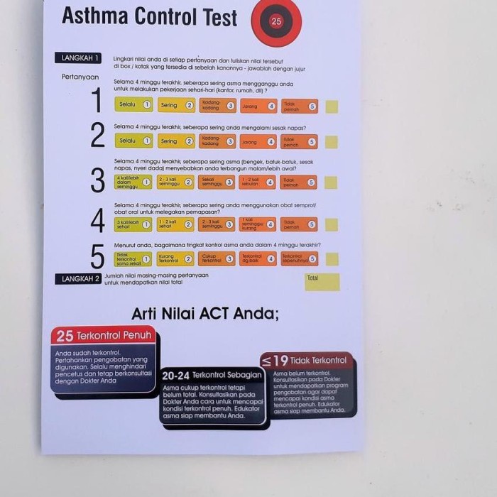 RECOMEND 1010 FASION POSTER ASTHMA CONTROL TEST, POSTER ASMA KONTROL