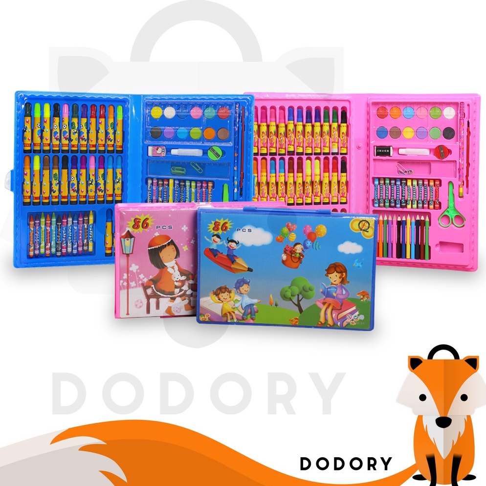 

Terlaku.. DODORY Crayon Set Isi 86 Pensil Warna Cat Air Alat Lukis Karakter Stationary Color Pencil 76