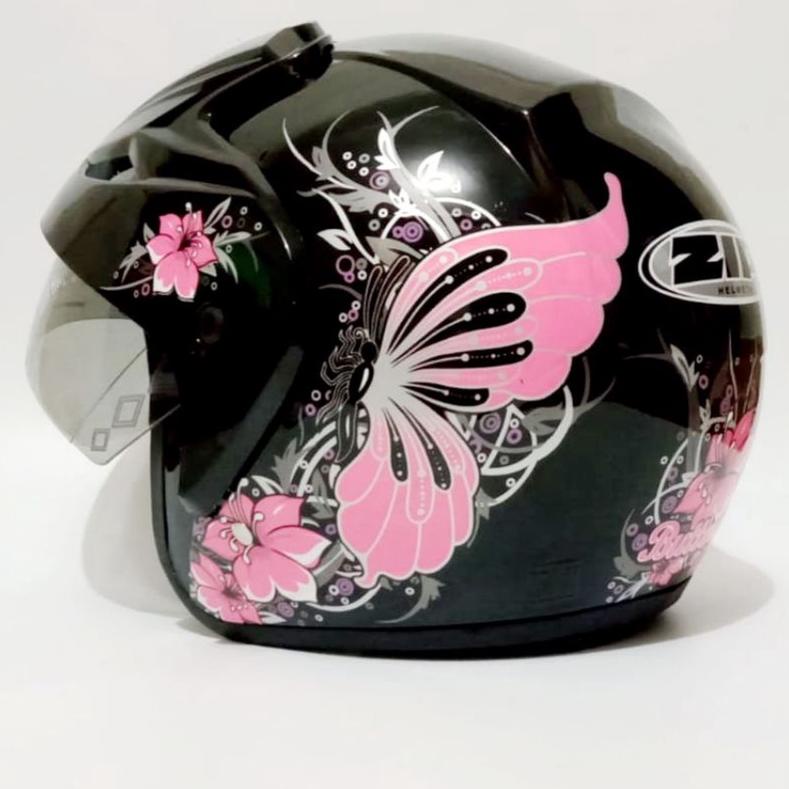 Promo Helm Ku Bagus  Helm Sni Dewasa Half Face Helm Sni Wanita Open Face Motif Kupu Butterflies Hele