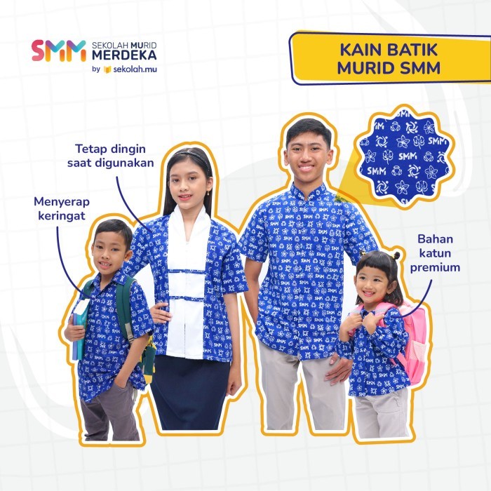TERBARU Kain Batik Seragam Sekolah Murid Merdeka SMM /SERAGAM SEKOLAH/KEMEJA PUTIH/SERAGAM LENGKAP