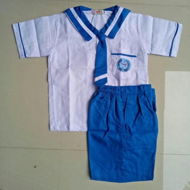TERBARU TGS - SERAGAM SEKOLAH ANAK TK BIRU PUTIH PENDEK /SERAGAM SEKOLAH/KEMEJA PUTIH/SERAGAM