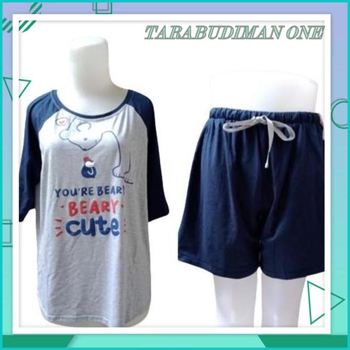 BAJU TIDUR PIYAMA SETELAN WANITA YOUNG HEARTS 641 - BEARY CUTE GRATIS ONGKIR!!