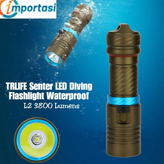 Senter LED Diving Underwater L2 3800 Lumen Waterproof Scuba Selam 100m