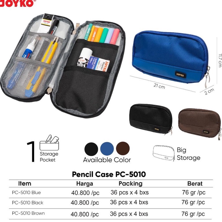 

Miliki Segera Pc 5010 Zipper Pencil Case Sleting / Kotak Tempat Pensil kantong Jumbo Joyko PC-5010 Pc5010 85