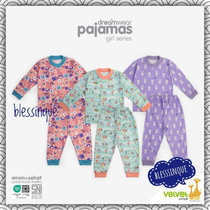Big Sale Velvet Junior Piyama Dreamwear Girl Big Size 2-10 Tahun Pengiriman Cepat