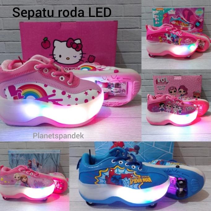 sepatu roda 4 led anak/sepatu roda anak perempuan/sepatu roda lampu
