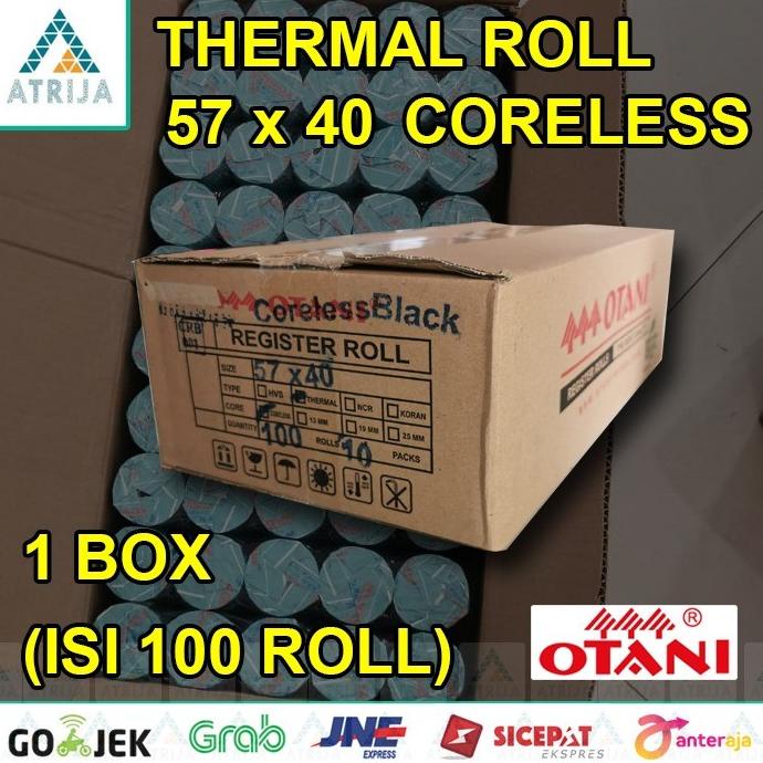 

1 BOX (100) CORELESS Kertas Struk Thermal Roll OTANI Black 57x40