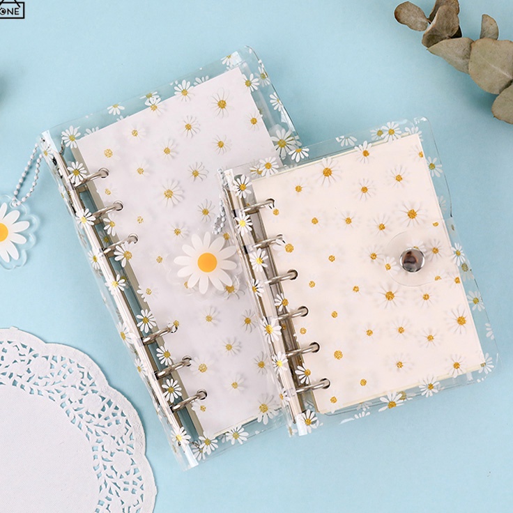 

➚Ready 9RP87 COD❤️Binder Cover Transparan Daisy A6 6Ring Soft Shell PVC Hand Account Book Notebook F51 ➥Dijual