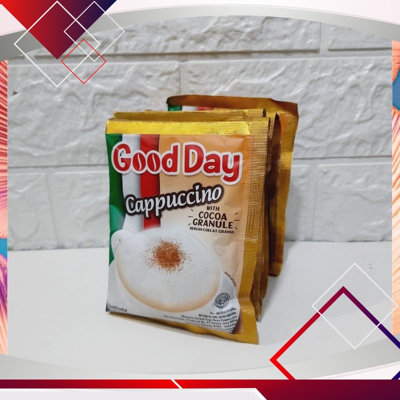 

Good Day Cappucino With Cocoa Granule 1 Renceng 25gr x 10pcs .